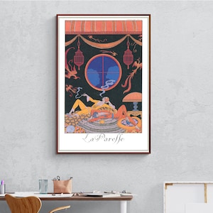 George Barbier La Paresse Art Nouveau Lesbian Illustration Lesbian Art Canvas Print Lesbian Canvas Art, Art Deco Canvas Wall Art