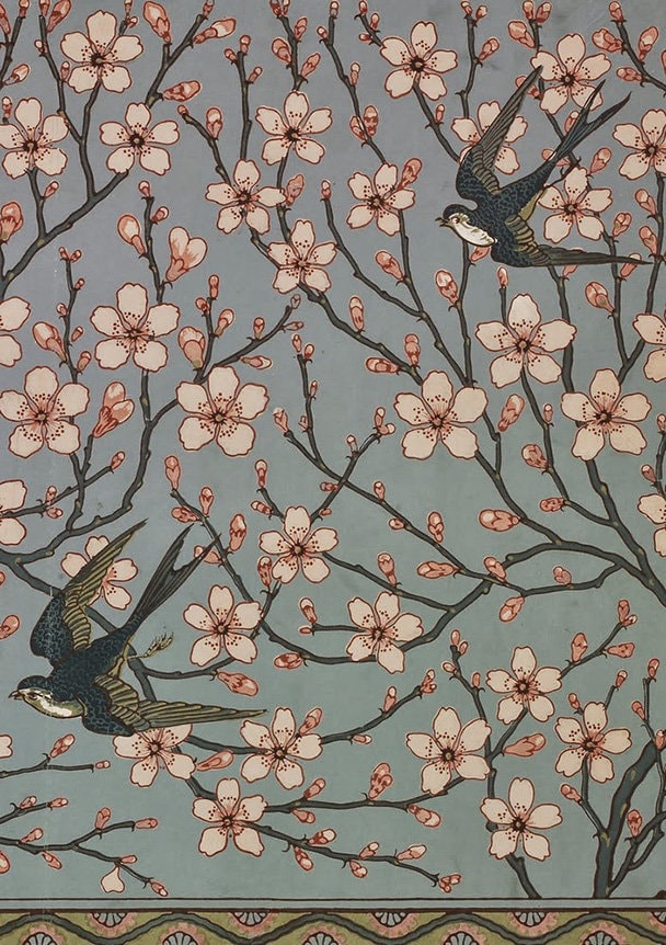 ウォルター・クレーン作「アーモンドの花とツバメ」のアートプリント