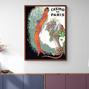 Casino de Paris - Josephine Baker by Louis Gaudin, Antique Casino Advertisement, Art Deco Poster Archival Giclée Fine Art Print Wall Decor