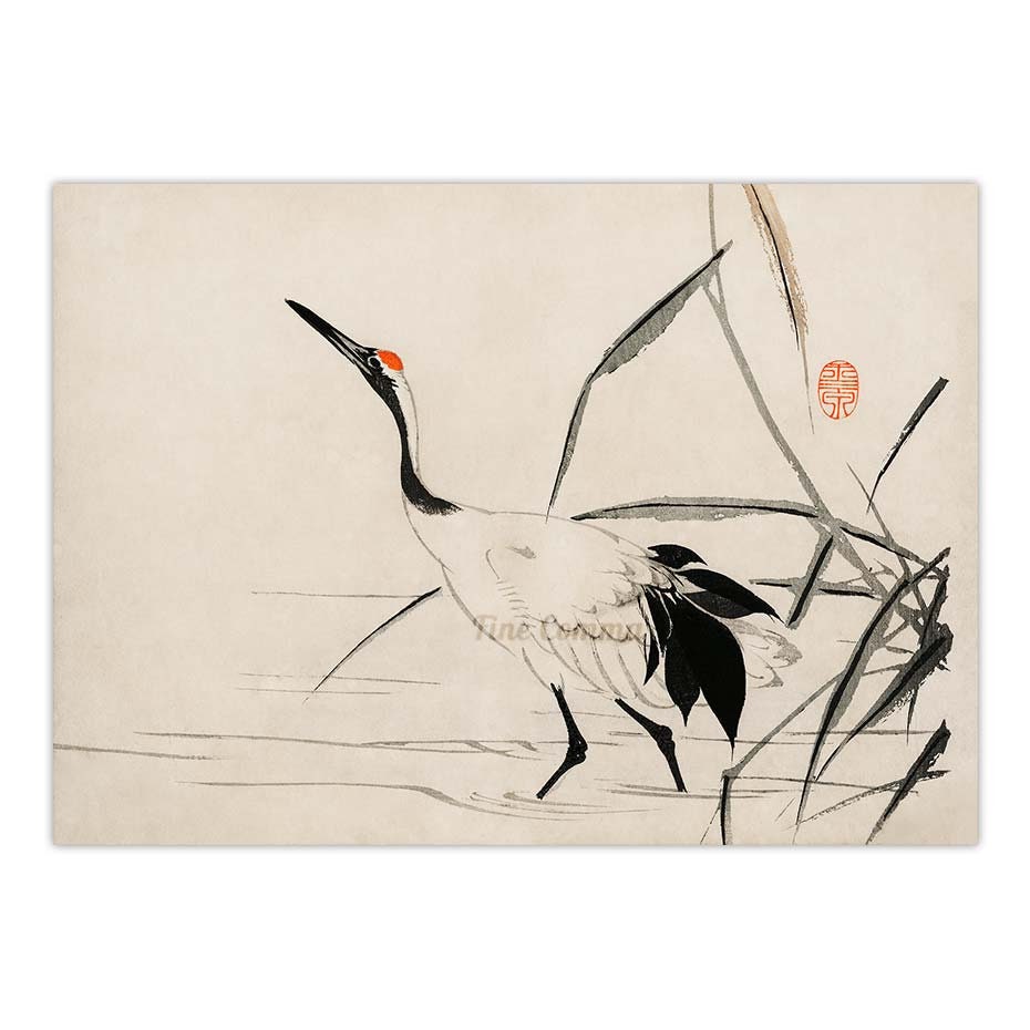 Japanese Crane Art Prints, Posters, Crane Paintings by Mochizuki