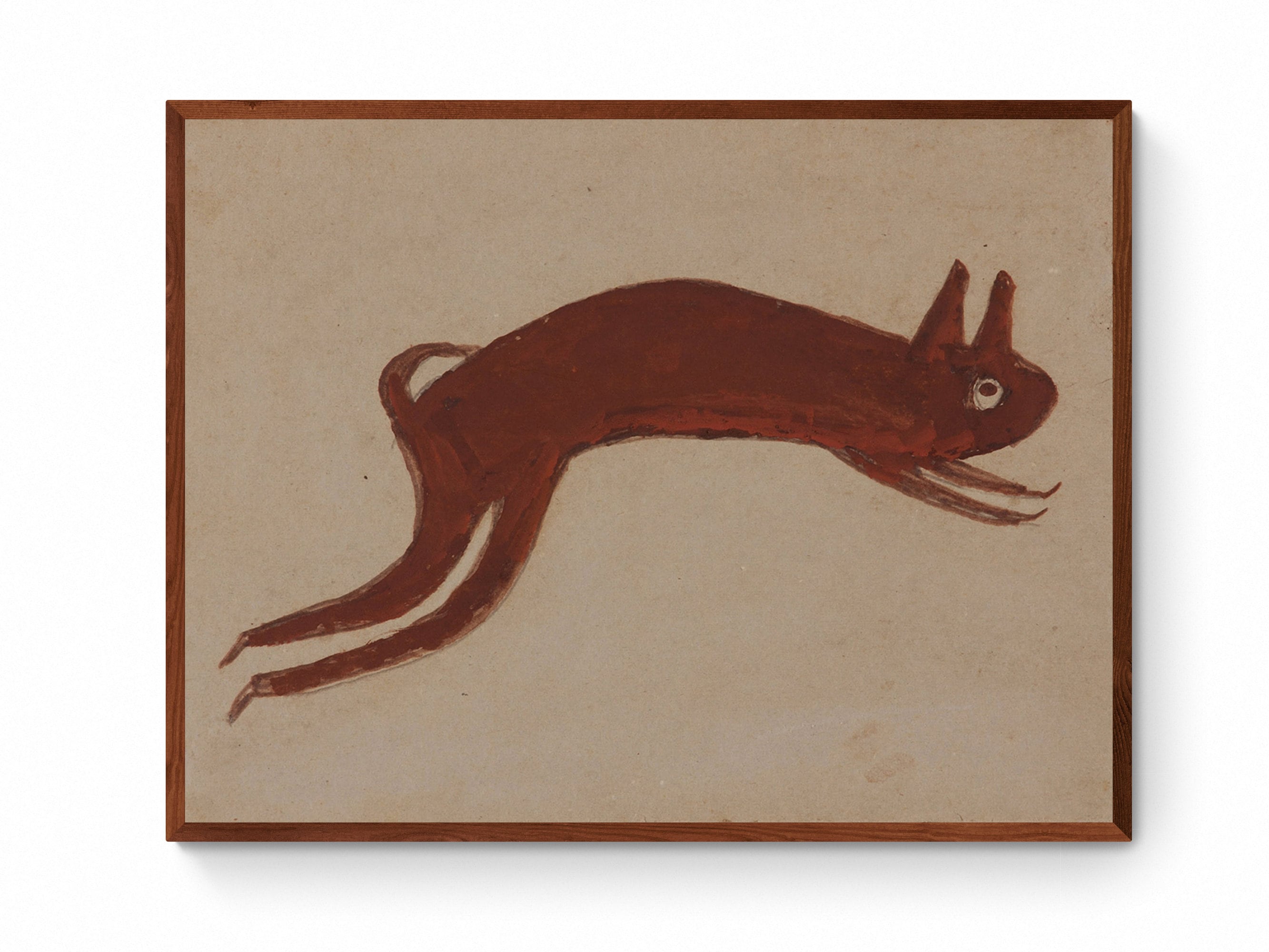 Brown Rabbit by Bill Traylor Canvas Wall Art, American Folk Art, Modern ...