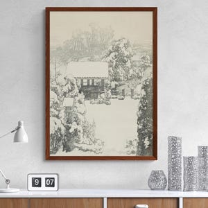 Snow at Nakazato 1928 By Yoshida Hiroshi, Antique Japanese Landscape Shin-Hanga Woodcut Painting Canvas Wall Art Home Decor