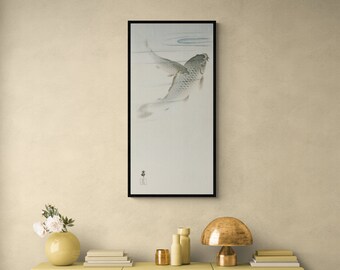 Koi Fish Art Print by Ohara Koson, Japanese Woodblock Style Canvas