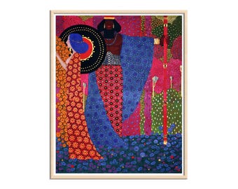 One Thousand and One Nights Colorful Glass Mosaic Style Painting, Fairy Tale Art Print, Fantasy Wall Art, Vittorio Zecchin, Polka Dot Print