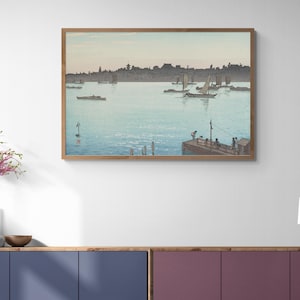Japanese Art Print - Sumida River by Hiroshi Yoshida Japanese Woodblock Painting Canvas Wall Art Print Giclee on Canvas, Seascape