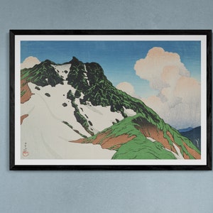 De berg Fuji vanuit het dorp Narusawa, Hasui Kawase op canvas, behang