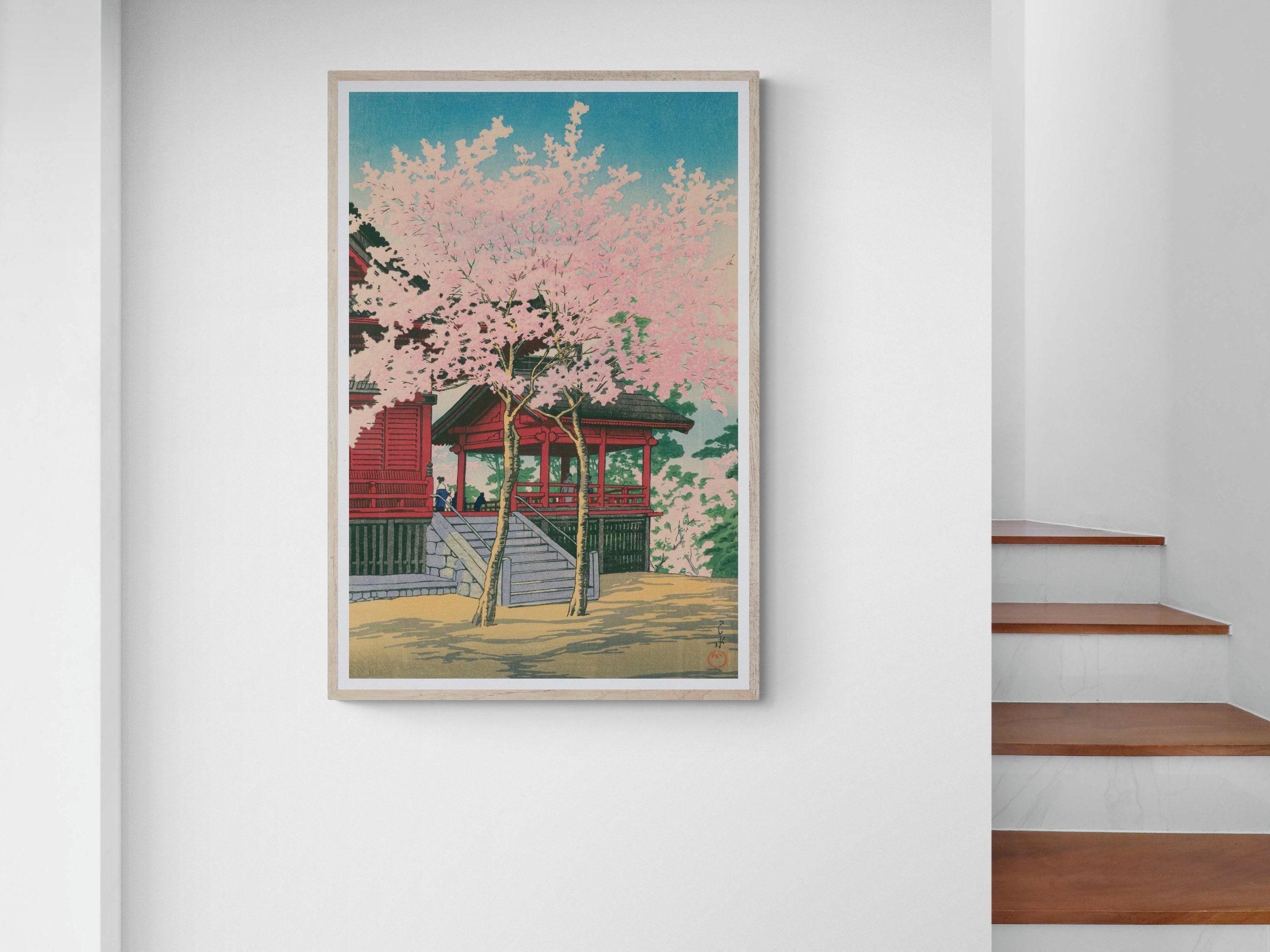 【真作】絵画　油彩8号　水之公園　風景画　洋画　木々の静けさ　印象派風　W40 川瀬巴水清水堂の版画、日本の桜の花を描いた木版画｜日本の壁掛け