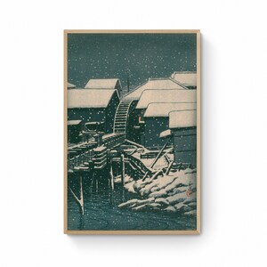 Kawase Hasui Reproduction Canvas Prints - Snow at Sekiguchi, Japanese Landscape Art Print Canvas Wall Art, Ukiyo e Canvas Print