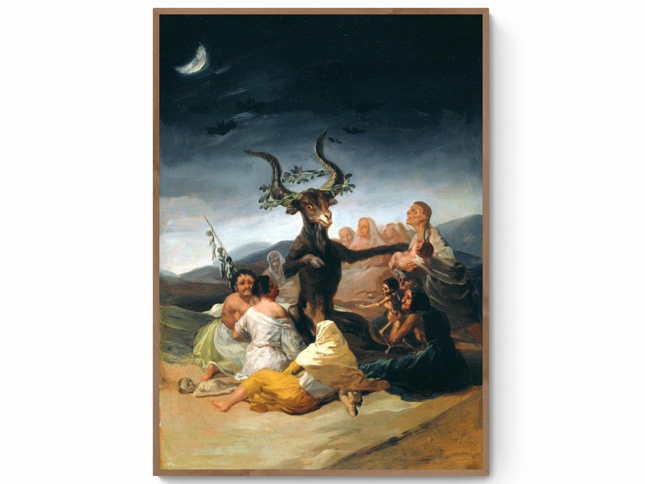 フランシスコ・ゴヤによる魔女の安息日の絵画、黒い悪魔の角を持つヤギ