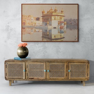 Japanischer Kunstdruck - Goldener Tempel in Amritsar von Hiroshi Yoshida Japanischer Holzschnitt Kunstdruck auf Leinwand, Indien
