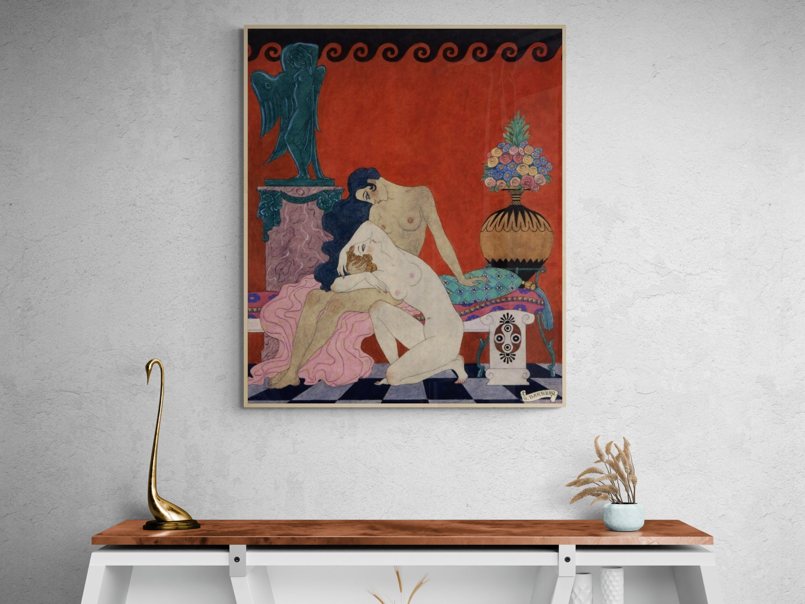 Lesbian Painting - Les Chansons de Bilitis by George Barbier Art Nouveau Lesbian Illustration Lesbian Art Canvas Print Lesbian Canvas Art
