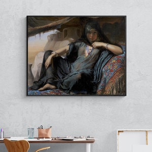 Elisabeth Jerichau Baumann - An Egyptian Pot Seller at Gizeh Painting Canvas Art Print Wall Art, Antique Vintage Egyptian Woman Protrait