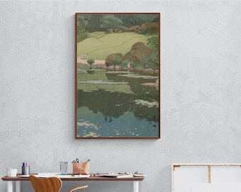 Vintage Botanical Garden Print – Japanese Woodblock Style Cherry Blossom Canvas