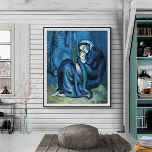 Mother and Child, 1902 by Pablo Picasso Canvas Print Wall Art Home Decor, Picasso Blue Period Painting Reproduction Canvas Wall Art