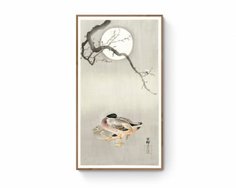Japanese Birds and Cherry Blossom Print, Sumi E Painting