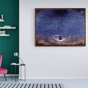 Stage set for Mozart&#39;s Magic Flute By Karl Friedrich Thiele, Starry Night, Magic Flying, Fantasy, Mythologic Painting Canvas Print