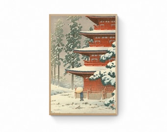 Kawase Hasui Reproduction Canvas Prints Saish- Temple in Hirosaki Japanese Landscape Art Print Canvas Wall Art, Ukiyo e Print | Japanese Wal