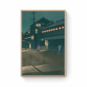 Reproducciones en lienzo de Kawase Hasui: Atardecer en Soemoncho, Osaka, arte de paisaje japonés, impresión en lienzo, arte mural, impresión en lienzo Ukiyo-e