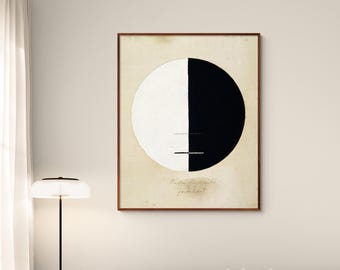 La perspectiva de Buda en la vida terrenal de Hilma af Klint, círculo abstracto, pintura minimalista en blanco y negro, impresión en lienzo, arte de pared