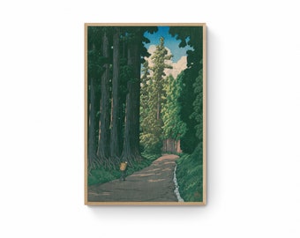 Kawase Hasui Reproduction Canvas Prints -  Road to Nikko, Japanese Landscape Art Print Canvas Wall Art, Ukiyo e Canvas Print
