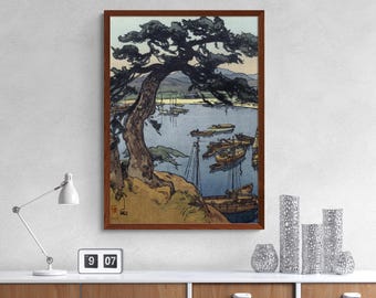 吉田俊作の日本美術版画「ライオン」、木版画、ジクレー、版画、アジア
