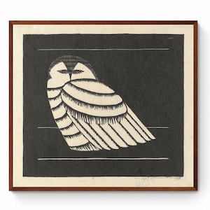 Snowy Owl Canwavs Wall Art Print, Vintage Owl Wall Art, Black And White Woodcut, Antique Bird Block Print, Exotic Bird, Bubo Scandiacus