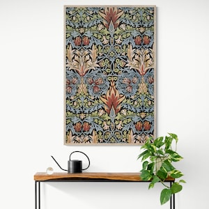 Snakeshead Floral Design by William Morris, Flower, Leaves, Vintage art nouveau pattern desgin canvas art print wall art, floral pattern