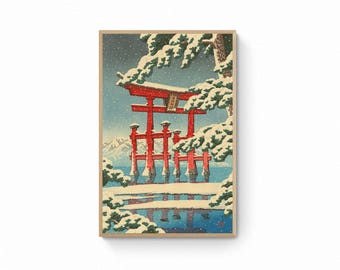 Kawase Hasui Miyajima Snow Canvas Print -Japanese Landscape Ukiyo e Wall Art | Japanese Wall Art | Ukiyo-e Print