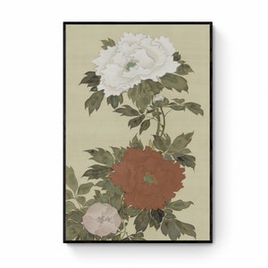 Japanese peonies flowers art print | floral print | japanese art | art print | botanical art | flower art | canvas wall art | vintage art