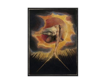 The Ancient of Days by William Blake, Antique llustration Canvas Art Print Europe a Prophecy, William Blake's Mythology, Myth, Urizen