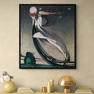 W pudrze i krynolinie autorstwa Kay Nielsen Sztuka ścienna na płótnie, Witch Fine Art Print, Art Nouveau, Bajka, Fantazja, Mitologie, Gwiazda, Noc