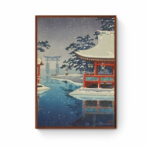 Japanese Art Print - Snowy Miyajima by Tsuchiya Koitsu, Japanese Woodblock Paintings Canvas Print, Ukiyo-e Prints Canvas Wall Art