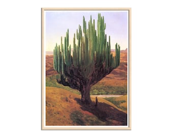 Antique Wild Plants: Vintage Cardón Cactus Desert Print, 1800s Botanical Landscape, Mexican Art, Giclee Canvas Reproduction