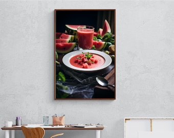 Watermelon Still Life Canvas Print: Kitchen or Living Room Art