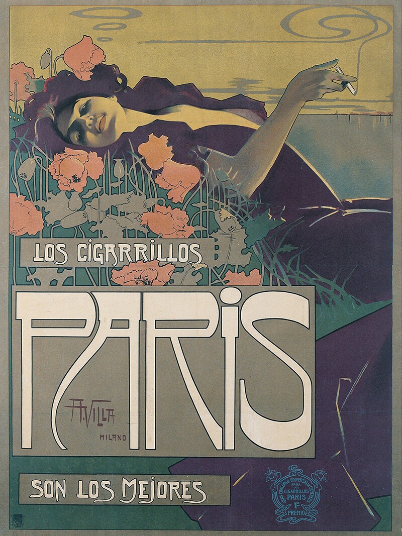 Antique Vintage 1920s Color Lithography Poster Aleardo Villa ...