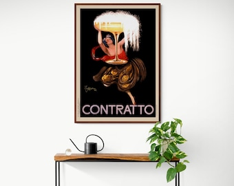 Contratto by Leonetto Cappiello, Vintage Art Nouveau Woman advertisement for liquor fine art canvas print wall art, Art Nouveau, Art Deco