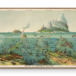 Impresión artística en lienzo de geología vintage, sección descendente de geociencias de Levi Walter Yaggy, cromolitografía de 1893, reproducción de arte de pared en lienzo