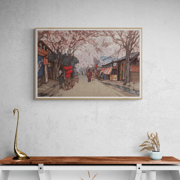 Japanischer Kunstdruck - Kirschallee Japanischer Holzschnitt Leinwand Wand Kunst Giclée auf Leinwand, Hiroshi Yoshida Giclée Art Print