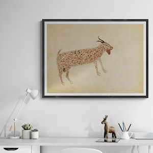 Goat by Bill Traylor Canvas Wall Art, American Folk Art, Modern art, Natural, Naive, Simple, Minimal Painting, Kitten, Simple, Vintage