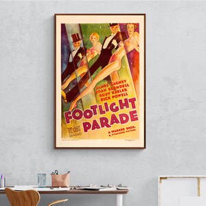 Antikes Vintage Theaterplakat - Footlight Parade, Vintage 1930er Jahre Theatralisches kommerzielles Werbeplakat Leinwanddruck Wandkunst