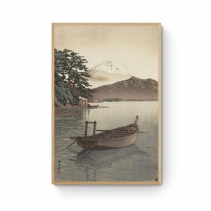 Kawase Hasui Reproduction Canvas Prints - Nagahama beach, Mito Japanese Landscape Art Print Canvas Wall Art, Ukiyo e Print