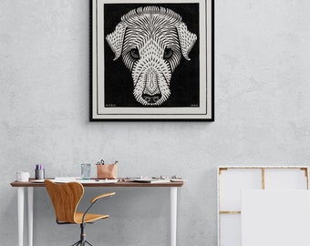 Dogs head Poster Print by Julie De Graag Vintage Art Nouveau Art Dog Illustration Canvas Posters, Dog Canvas Prints Wall Art for Living Room
