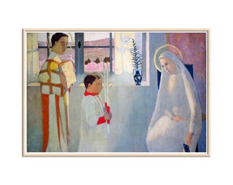 Katholisches Geheimnis, religiöse Malerei, Glaube Wandkunst, Muttergottes, Engel, katholische Wandkunst, Heilige Maria Leinwanddruck Wandkunst