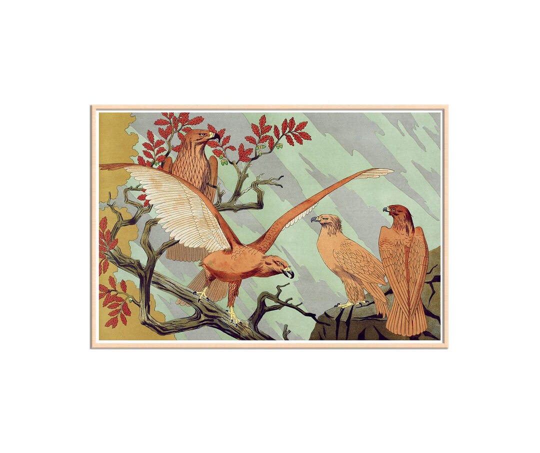 Golden Eagle Vintage Painting: Art Nouveau Illustration, Craftsman ...