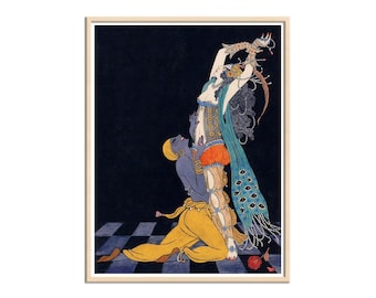 Lesbisk målning - Bilitis sånger av George Barbier Jugend Lesbisk illustration Lesbisk konst Canvastavla Lesbisk väggkonst