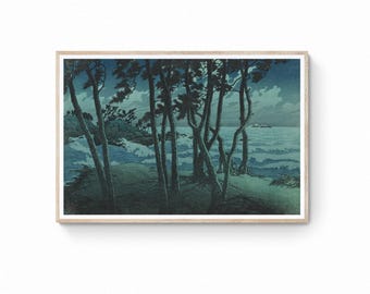 Impresión de lienzo Kawase Hasui -Arte paisajístico japonés Hinomisaki (Ukiyo e) / Arte mural japonés / Impresión Ukiyo-e