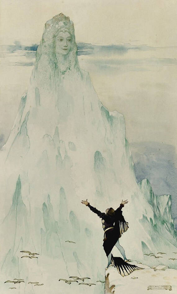 Gustav Adolf Mossa Canvas Art Print - Virgin Ice Goddess Mythology