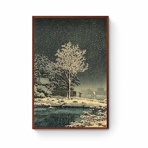 Japanese Art Print - Snow on Sumida River by Tsuchiya Koitsu, Japanese Woodblock Paintings Canvas Print, Ukito-e fine art reproduction