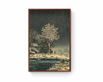 伊藤深水作「吹雪」日本美術版画、木版画、ジクレー、版画、美術