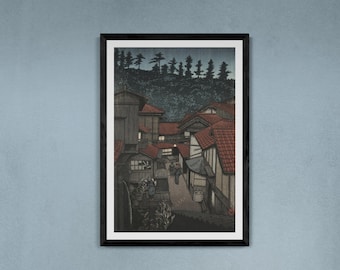 Kawase Hasui Arifuku Spa Print -Japanese Ukiyo-e Canvas Wall Art | Kawase Hasui Japanese Art | Ukiyo-e Woodblock Print | Japandi Wall Decor
